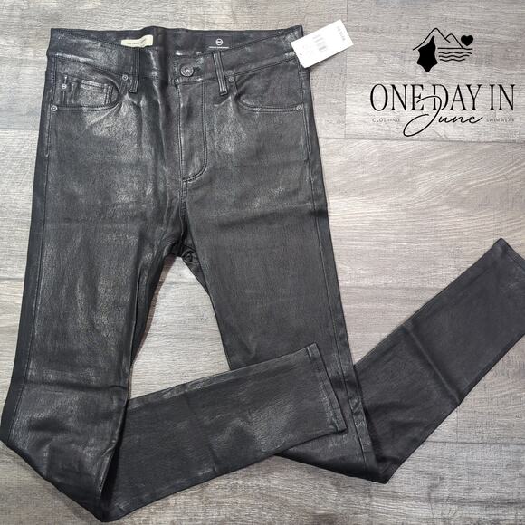 Adriano Goldschmied The Farrah Skinny Faux Leather High Rise Jeans Size 27 (4) - Picture 1 of 6